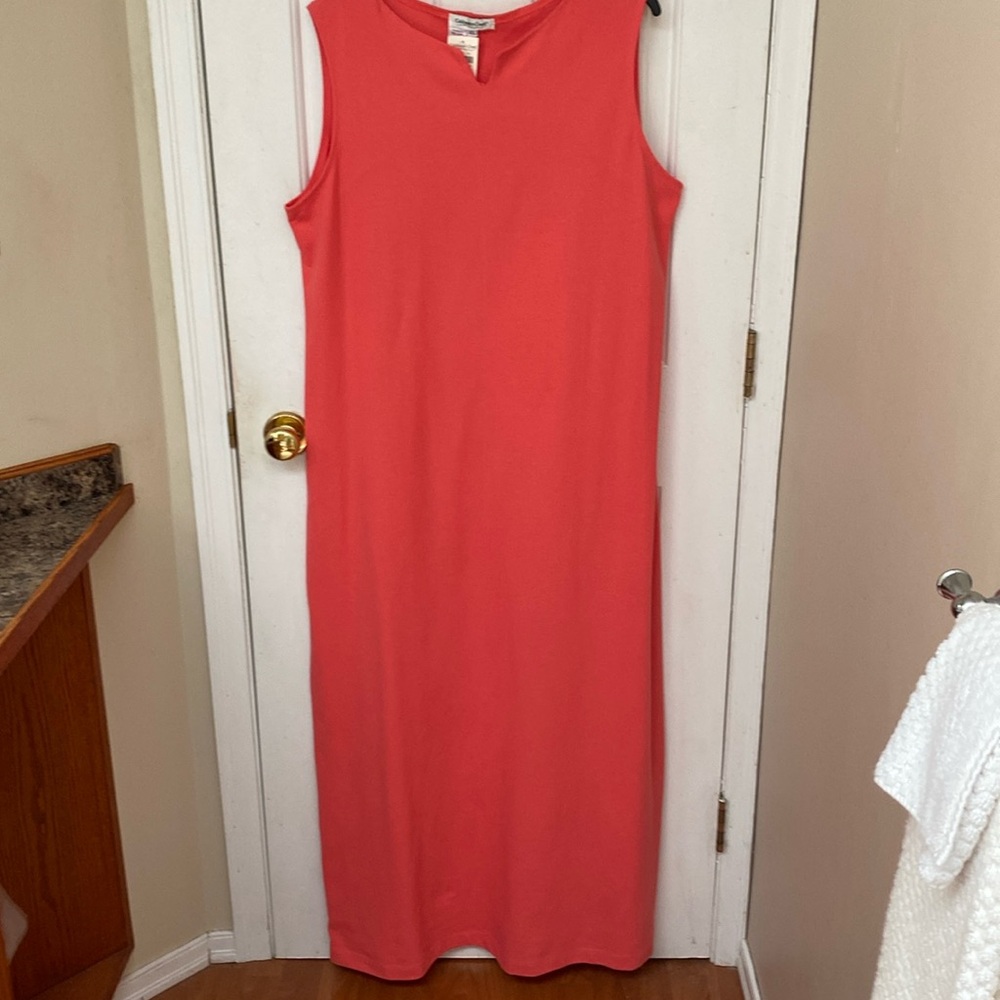 Coldwater Creek Coral-Red Sleeveless Maxi Dress